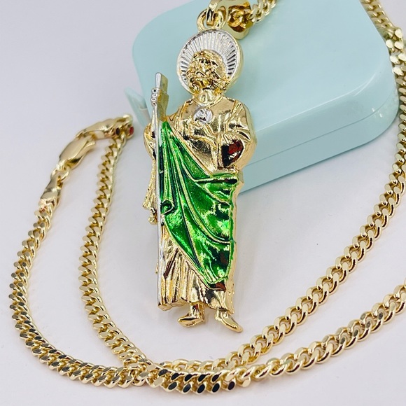 Saint Jude And Chain Gold Laminated 14k - Picture 2 of 5